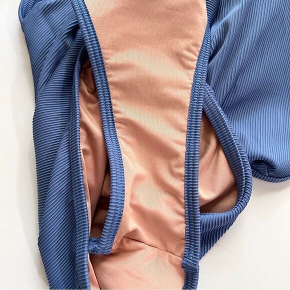 NWOT New J. crew Ribbed One Strap One Piece Swimsuit 0 Retro Blue Clean Lines - Picture 11 of 14